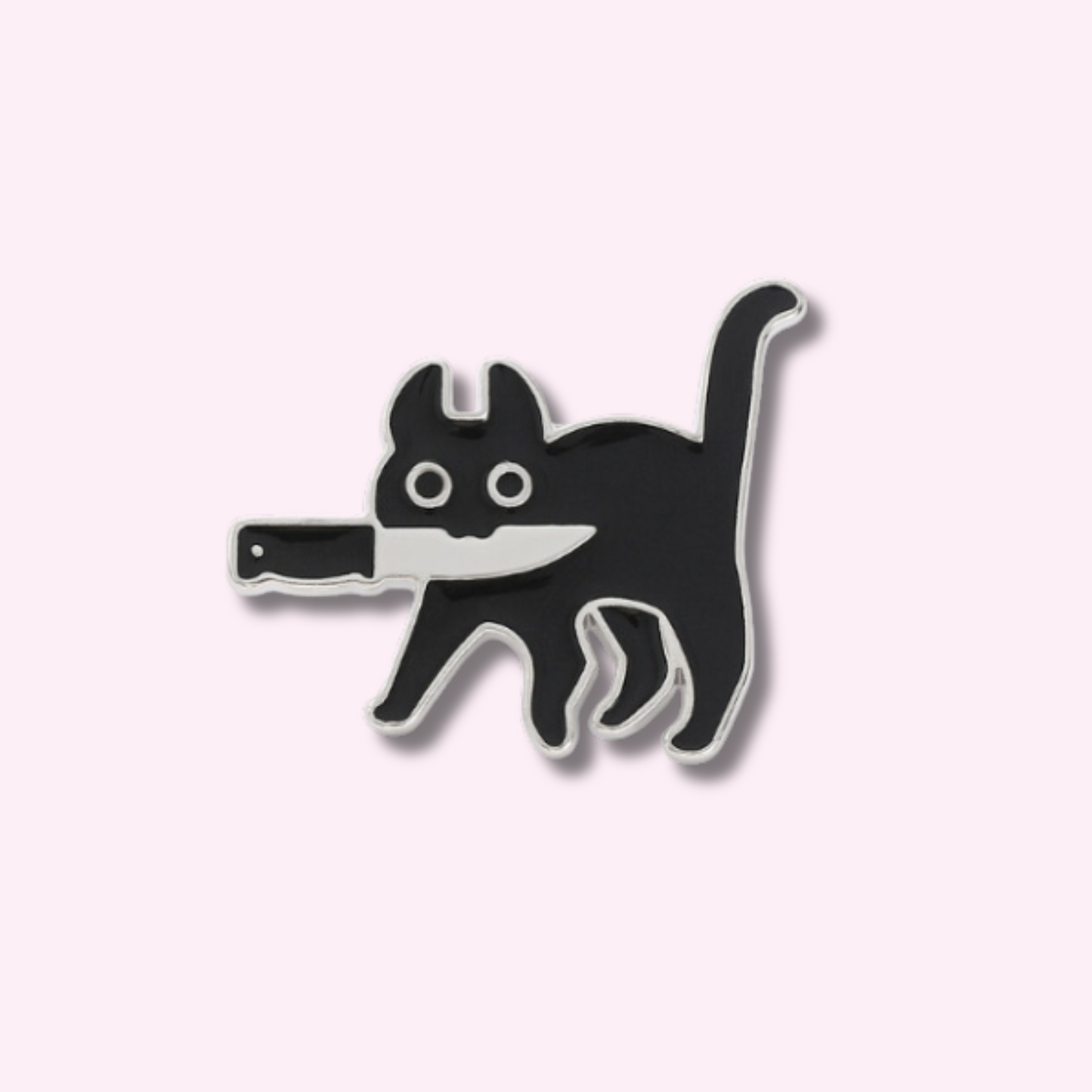 Black Cat With Knife Enamel Pin