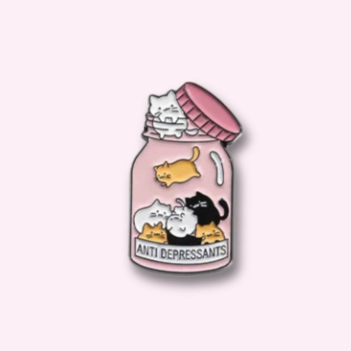 Cat Anti Depressants Enamel Pin