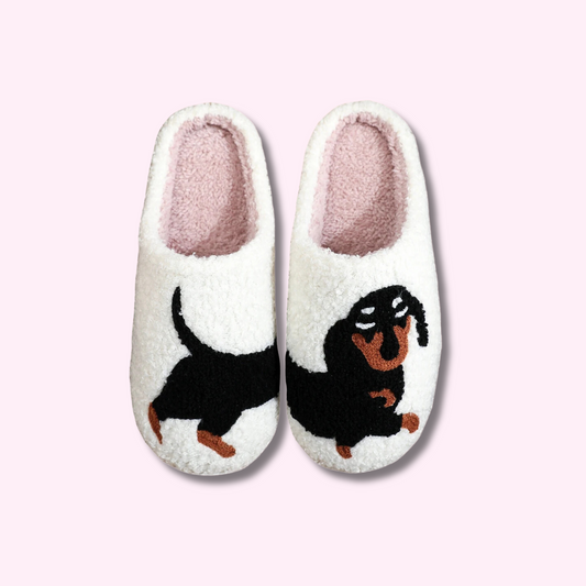 Cute Dachshund Slippers - Comfy Slippers for Dog Lover - Plush Slippers