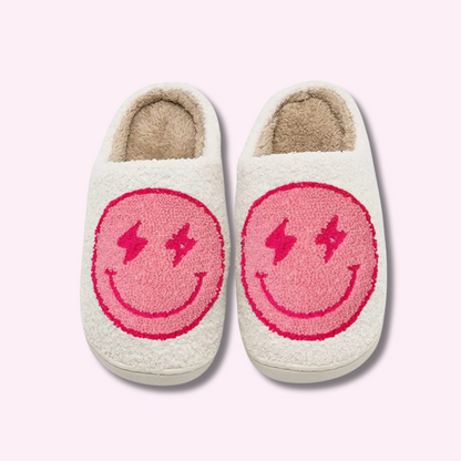 Cute & Fluffy Slippers With Smiley Face