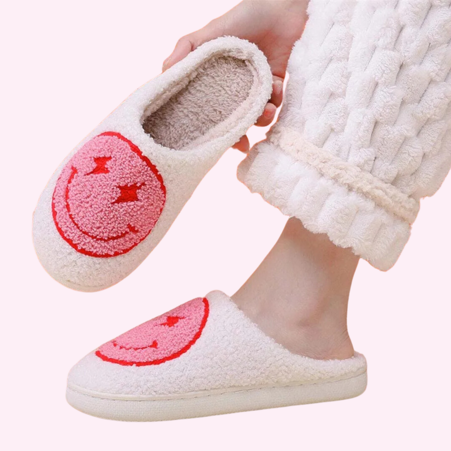 Cute & Fluffy Slippers With Smiley Face