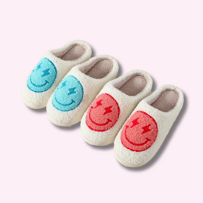 Cute & Fluffy Slippers With Smiley Face