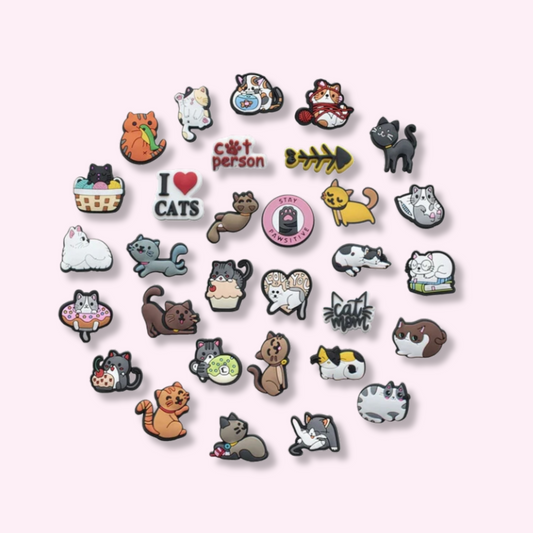 31Pcs Cute Cats Shoe Charms