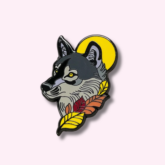 Wolf and Full Moon Enamel Pin