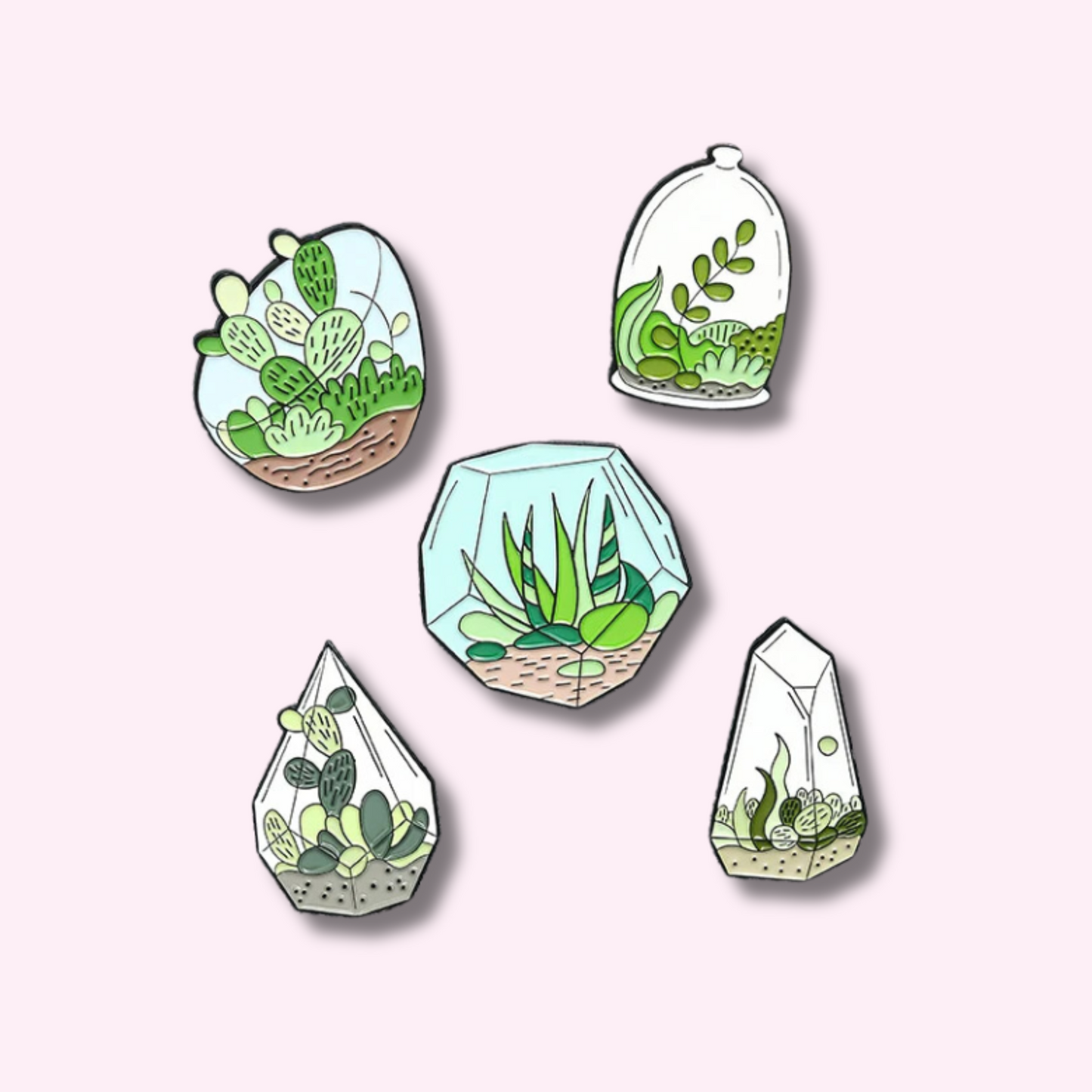 Set of 5pcs Succulents Enamel Pins