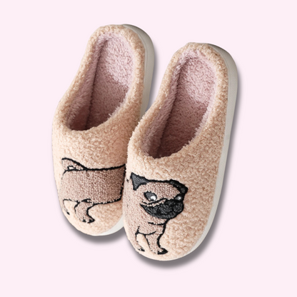 Cute Pug Indoor Slippers - Comfy Slippers for Dog Lover - Plush Slippers